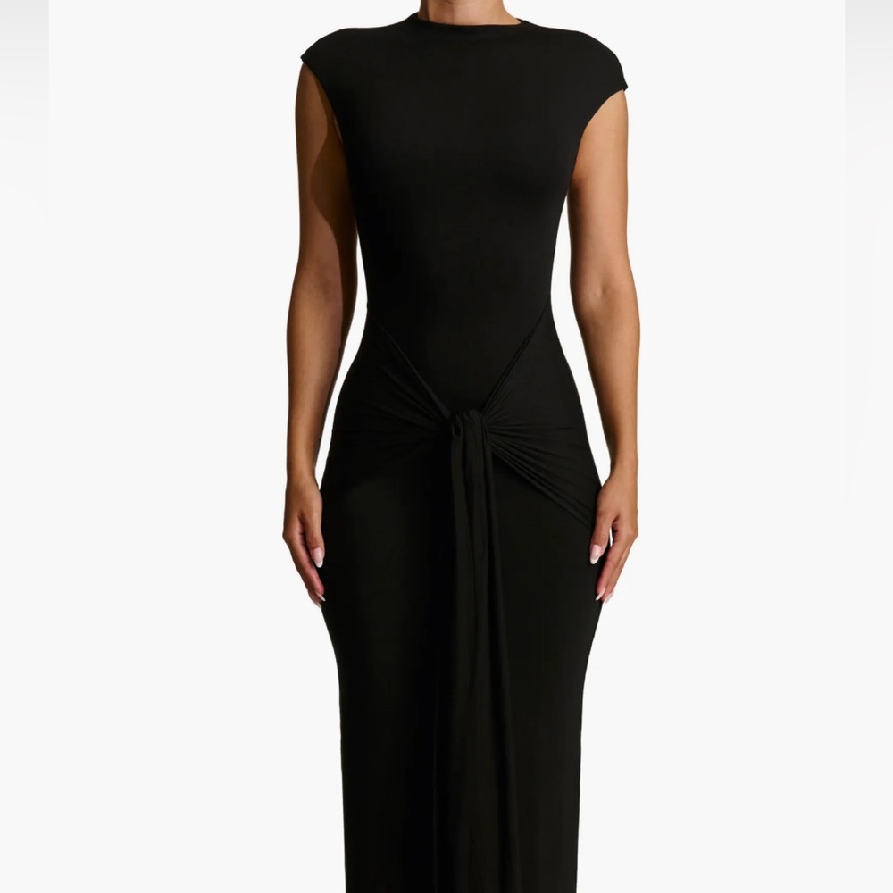Naked Wardrobe Black Tie Front Maxidress - Picture 4 of 5